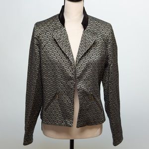 Metallic fabric black & gold blazer jacket Chico’s 8